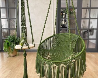 Cotton Macrame Swing, Hanging Chair Swing Chair Adult  Swing Chair, Macrame Rocking Swing Chair, hanging chair indoor, chair hanging indoor