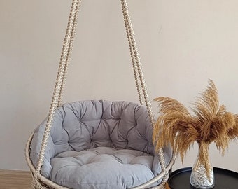 Swing, Macrame Hammock Chair, Macrame Round Swing, Hanging Cotton Macrame Hammock Chair, Macrame Swing Chair Handmade Macrame Swing For Home