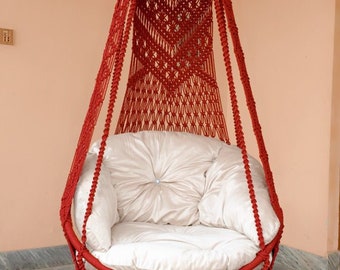 Swing, Macrame Hammock Chair, Macrame Round Swing, Hanging Cotton Macrame Hammock Chair, Macrame Swing Chair Handmade Swing For Home