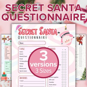 Cuestionario imprimible de amigo secreto para regalos de Navidad / Lista de deseos navideños / Preguntas para el intercambio de regalos en el trabajo / Ideas navideñas para descargar