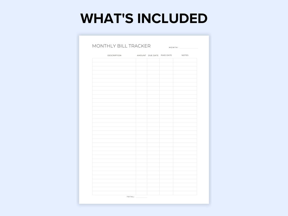 Monthly Bill Tracker Printable | Budget Organizer & Payment Log ...