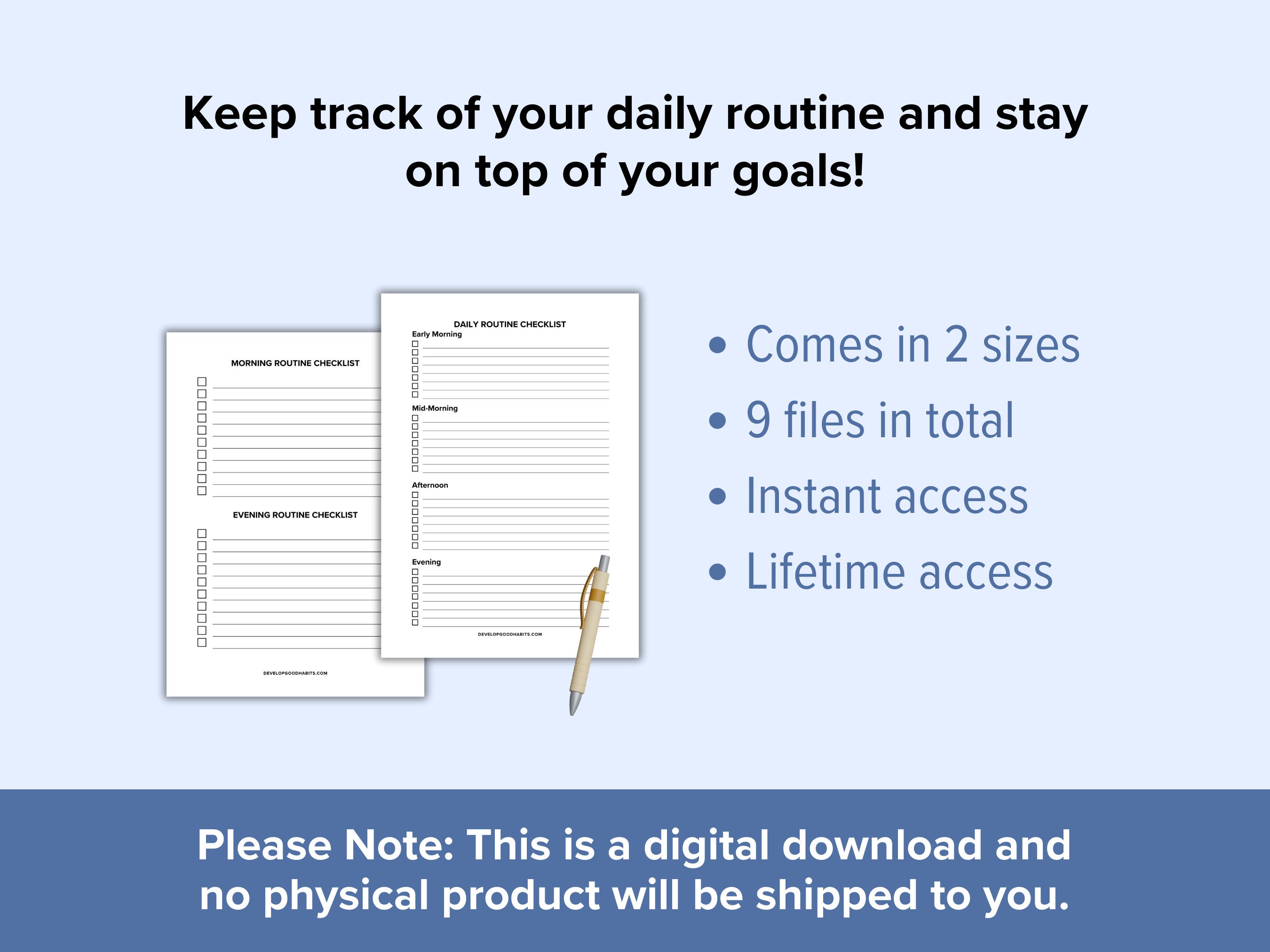 Daily Routine Planner Printable Templates | Morning Routine Checklist ...