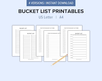 Bucket List Ideas Printable Bundle | Summer Bucket List | Life Goals Planner | Things to Do in 2025 | Travel Bucket List