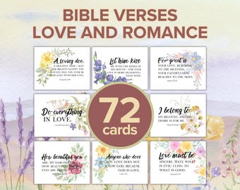 72 versículos bíblicos sobre el amor y el romance / Tarjetas con versículos bíblicos para imprimir