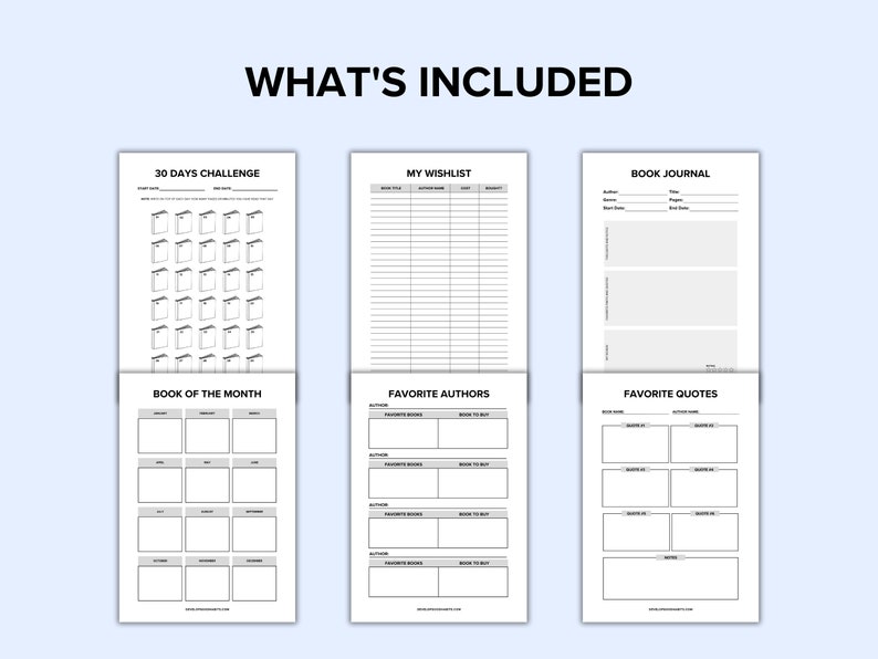 11 Reading Log Journal Printable Worksheets Bundle | Book Reading ...