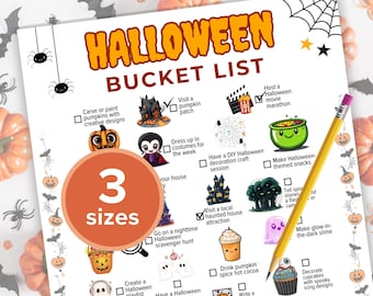 Halloween Bucket List Printable | Halloween Activities Checklist | Seasonal Kid's Bucket List | Things to Do
