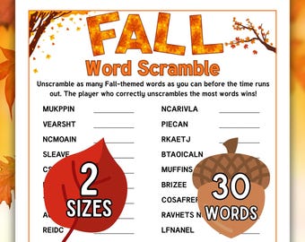 Sopa de letras de otoño para imprimir – Juego de otoño para niños y adultos (PDF)