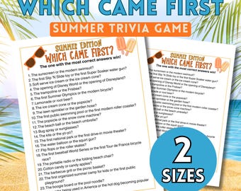 Summer Trivia Game | Which Came First Printable | Summer Party Activity | Family Game Night | BBQ Icebreaker | Instant Download PDF