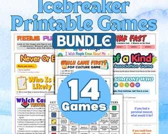 Icebreaker Games Bundle Printable - 14 Office Team Building Games, Get to Know You Games, Party Icebreakers PDF