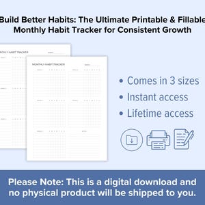 Monthly Habit Tracker Printable A5, US Letter, A4 Fillable & Instant ...