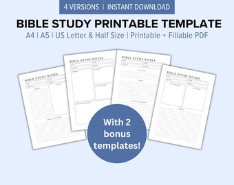 Bible Study Templates Printable |  Scripture Study Guide Prayer Journal | Christian Planner & Bible Journaling | Christian Women's Group