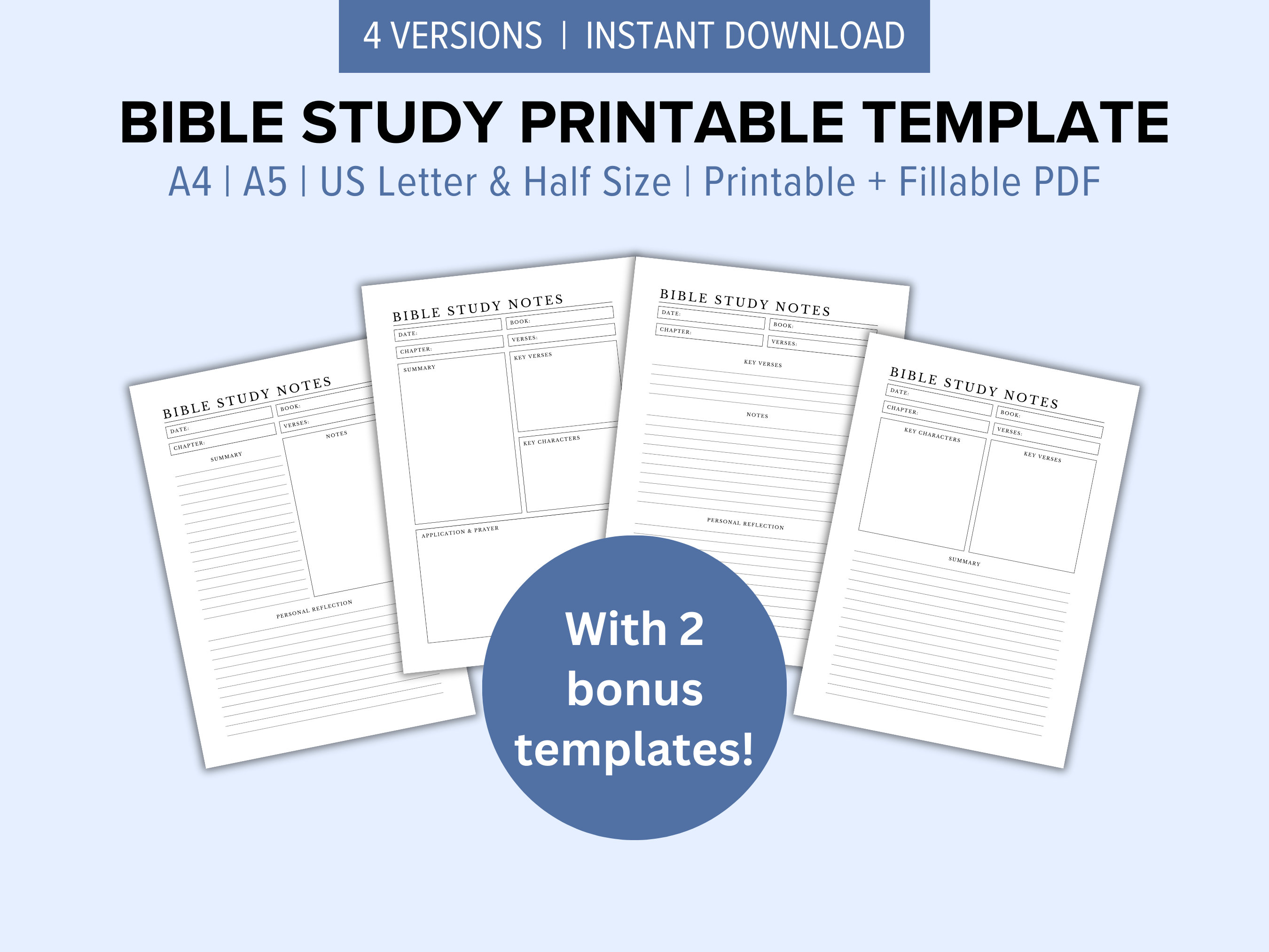 Bible Study Templates Printable | Scripture Study Guide Prayer Journal ...