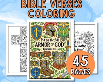 Printable Bible Verses Coloring Pages | 45 Scripture Coloring Sheets PDF | Digital Download | Christian Coloring Book | Kids, Teens & Adults