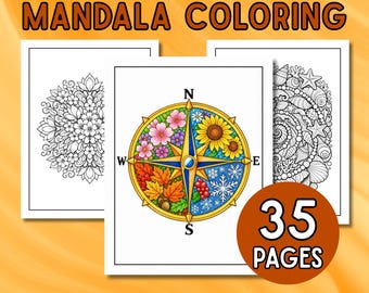 Printable Four Seasons Mandalas Coloring Pages | 35 Seasonal Coloring Sheets PDF | Digital Download | Kids, Teens & Adults | Printable Pack