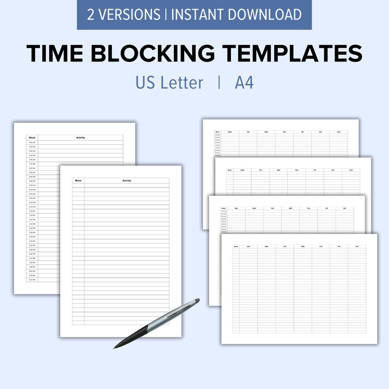 Printable Time Boxing Template.pdf Timeboxing Template - Etsy
