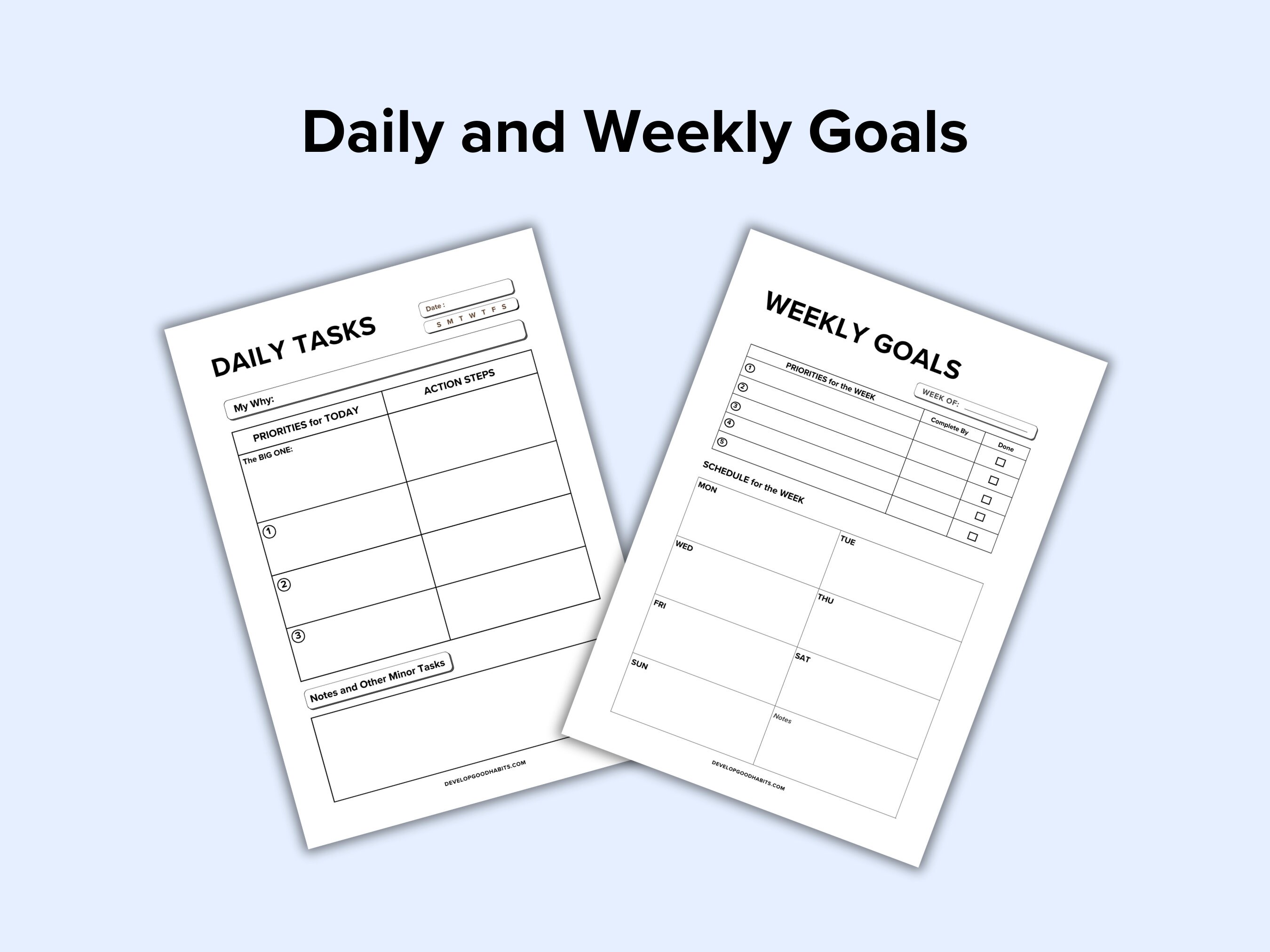 Goal Planner Printables, Daily Tasks, Weekly, Monthly, Quarterly ...