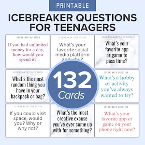 132 ijsbrekers en gespreksstarters voor tieners afdrukbaar | Gesprekskaarten voor tieners | Communicatiekaarten | Geestelijke gezondheid tieners