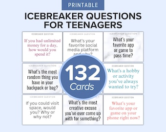 132 Icebreakers and Conversation Starters for Teenagers Printable | Teens Conversation Cards | Communication Cards | Teen Mental Health
