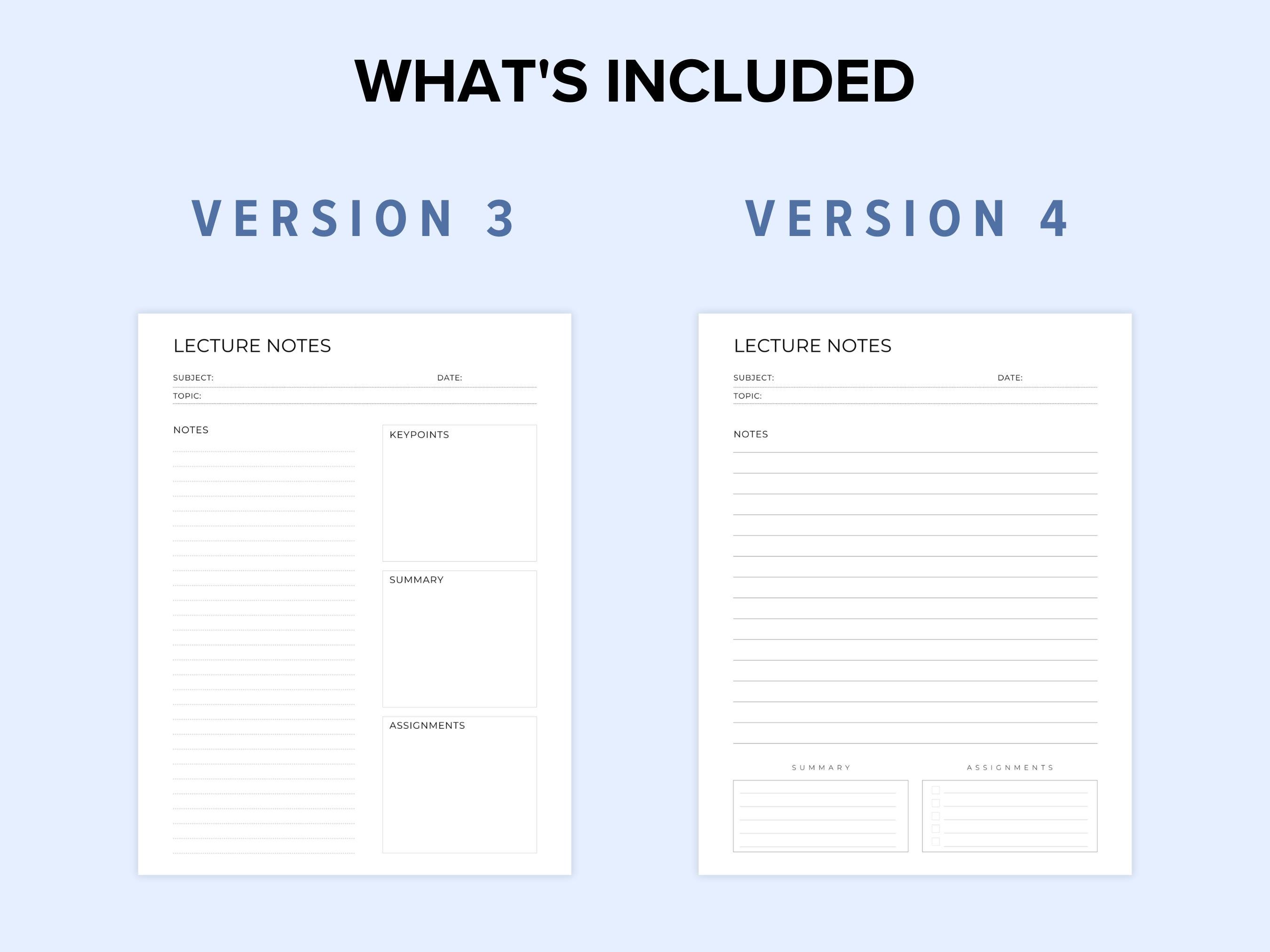 Minimalist Lecture Note Taking Template | Note Taking Pages | Review ...