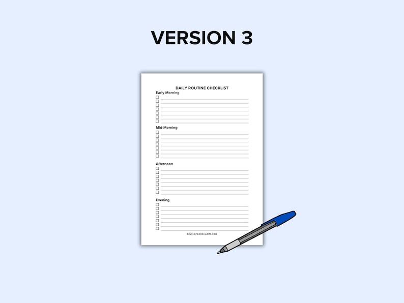 Daily Routine Planner Printable Templates | Morning Routine Checklist ...