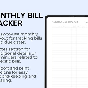 Monthly Bill Tracker Printable | Budget Organizer & Payment Log ...
