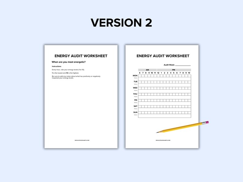 Weekly Energy Audit Tracker Printable | Track Daily Energy Levels ...