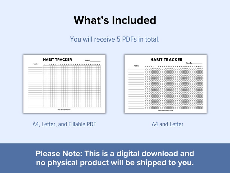 Monthly Habit Tracker Printable | 30 Day Habit and Goal Tracker PDF ...