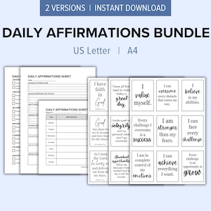 162 Affirmations Cards Printable Bundle | Vision Board | Self-Care | Words of Encouragement | Law of Attraction | Manifestation