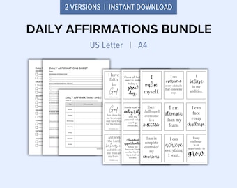 162 Affirmations Cards Printable Bundle | Vision Board | Self-Care | Words of Encouragement | Law of Attraction | Manifestation