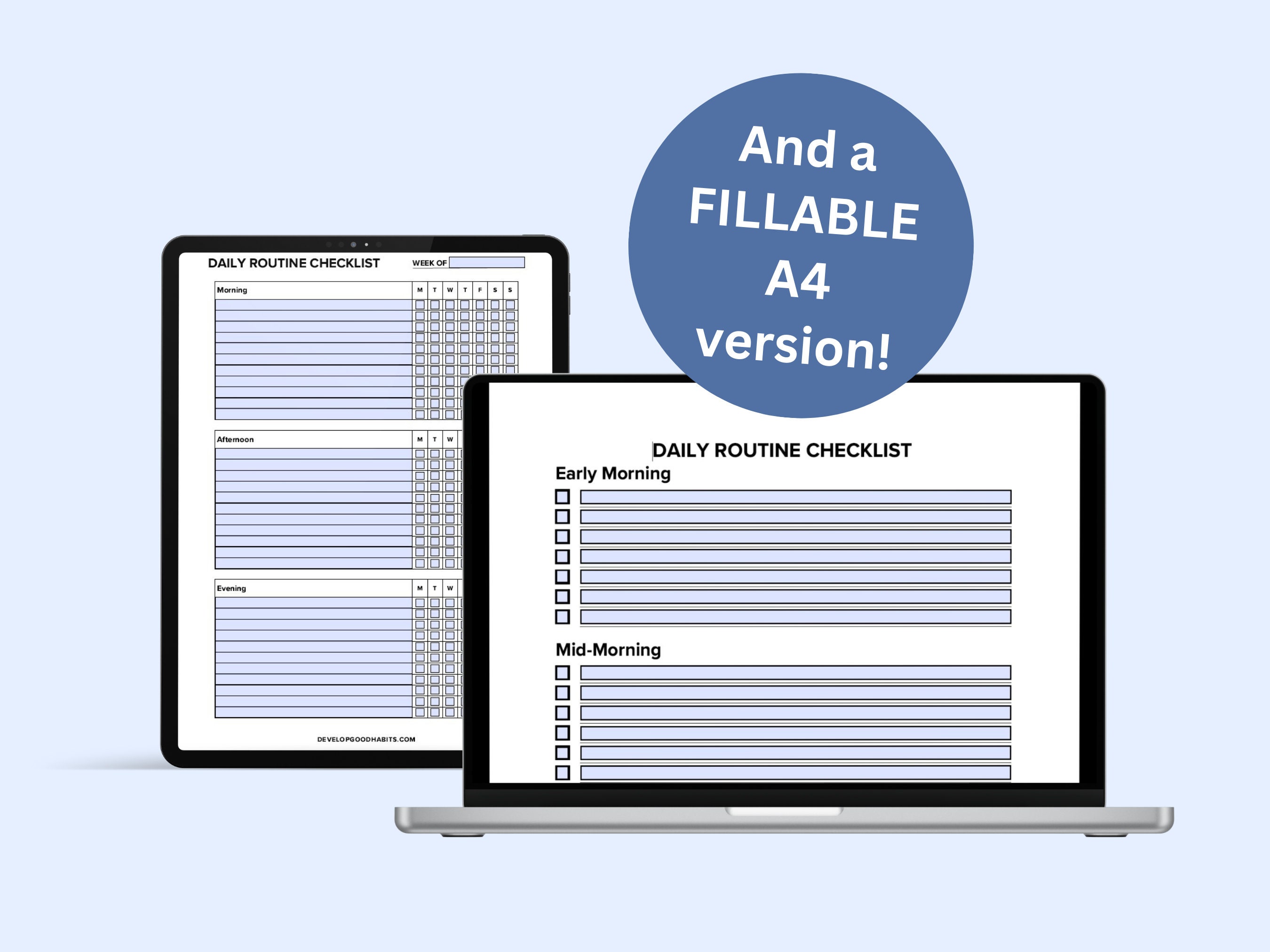 Daily Routine Planner Printable Templates | Morning Routine Checklist ...