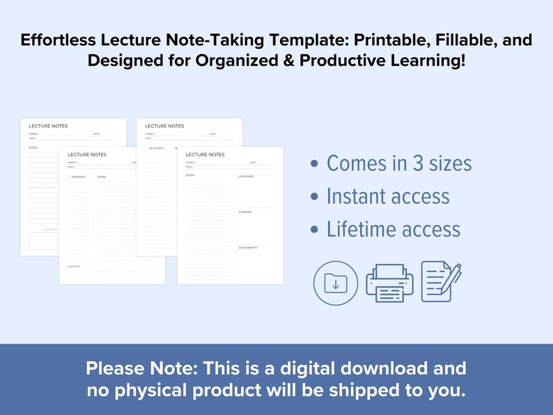 Minimalist Lecture Note Taking Template | Note Taking Pages | Review ...