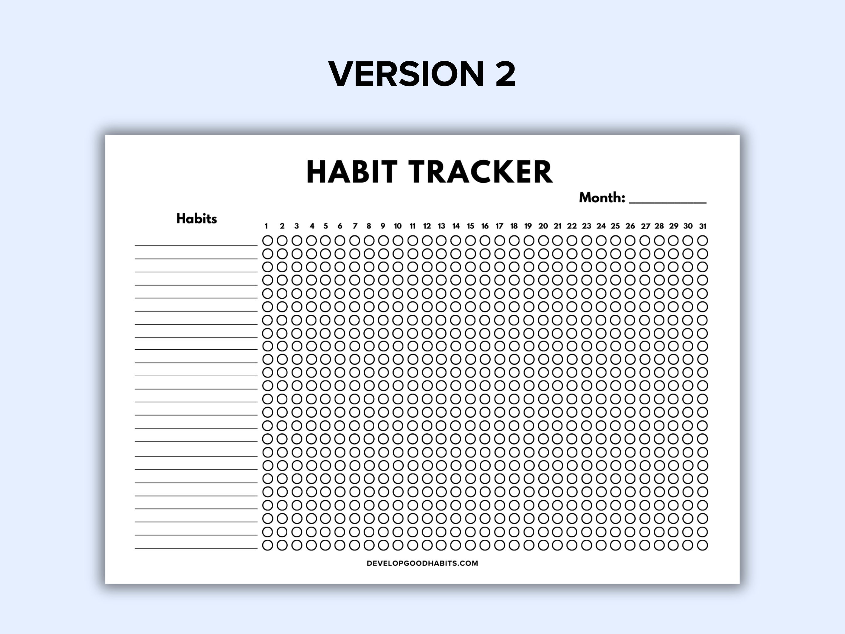 Monthly Habit Tracker Printable | 30 Day Habit and Goal Tracker PDF ...