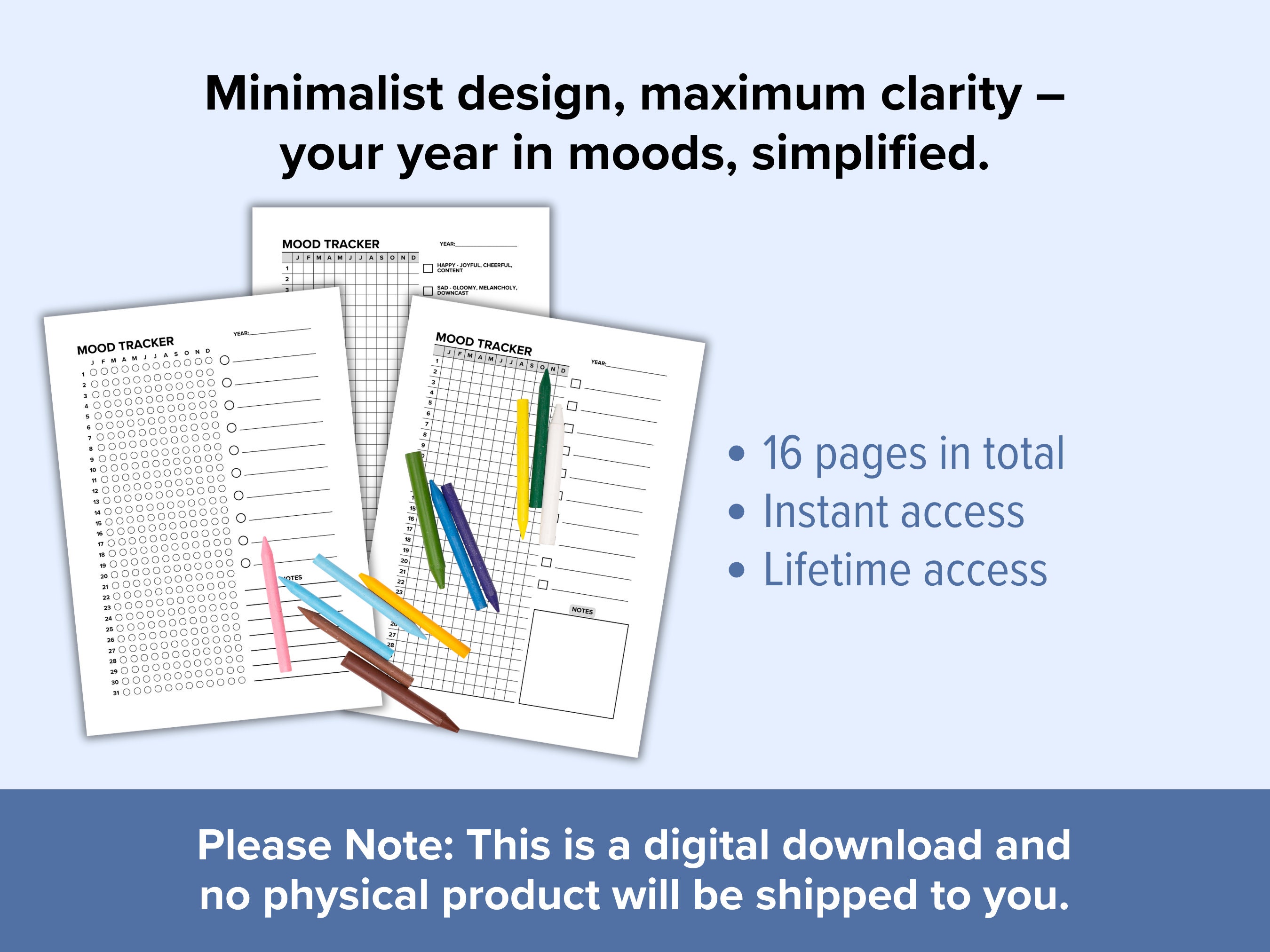 Yearly Minimalist Mood Tracker Printable | A Year in Pixels | Track ...