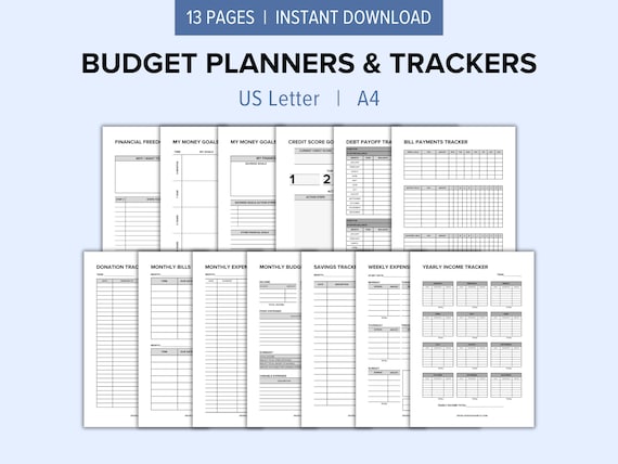 Budget Planner Bundle Printable | Expense, Savings, and Bills Trackers | Personal Financial Planners | Income and Expenses