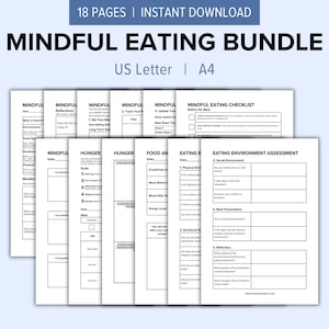 Afdrukbare bundel Mindful Eating Logboek en dagboek | Voedseldagboek | Gezond, intuïtief eten | Calorietracker | Dieet en gewichtsverlies