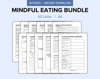 Mindful Eating Log and Journal Printable Bundle | Food Journal ...