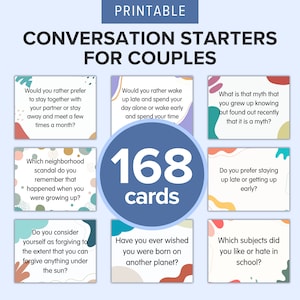 168 Gespreksstarters voor stelletjes Afdrukbare kaarten | Spel met vragen voor een avondje uit | Vragen over leuke relaties en stelletjes