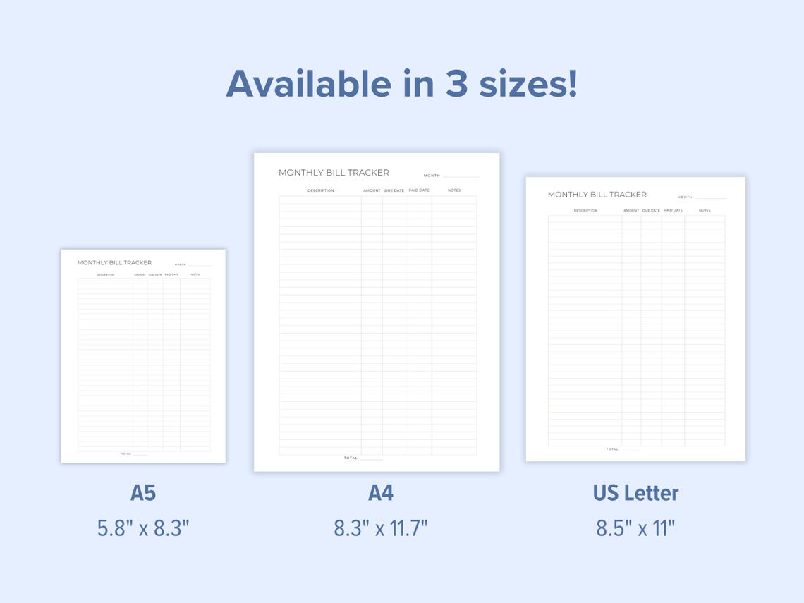 Monthly Bill Tracker Printable | Budget Organizer & Payment Log ...