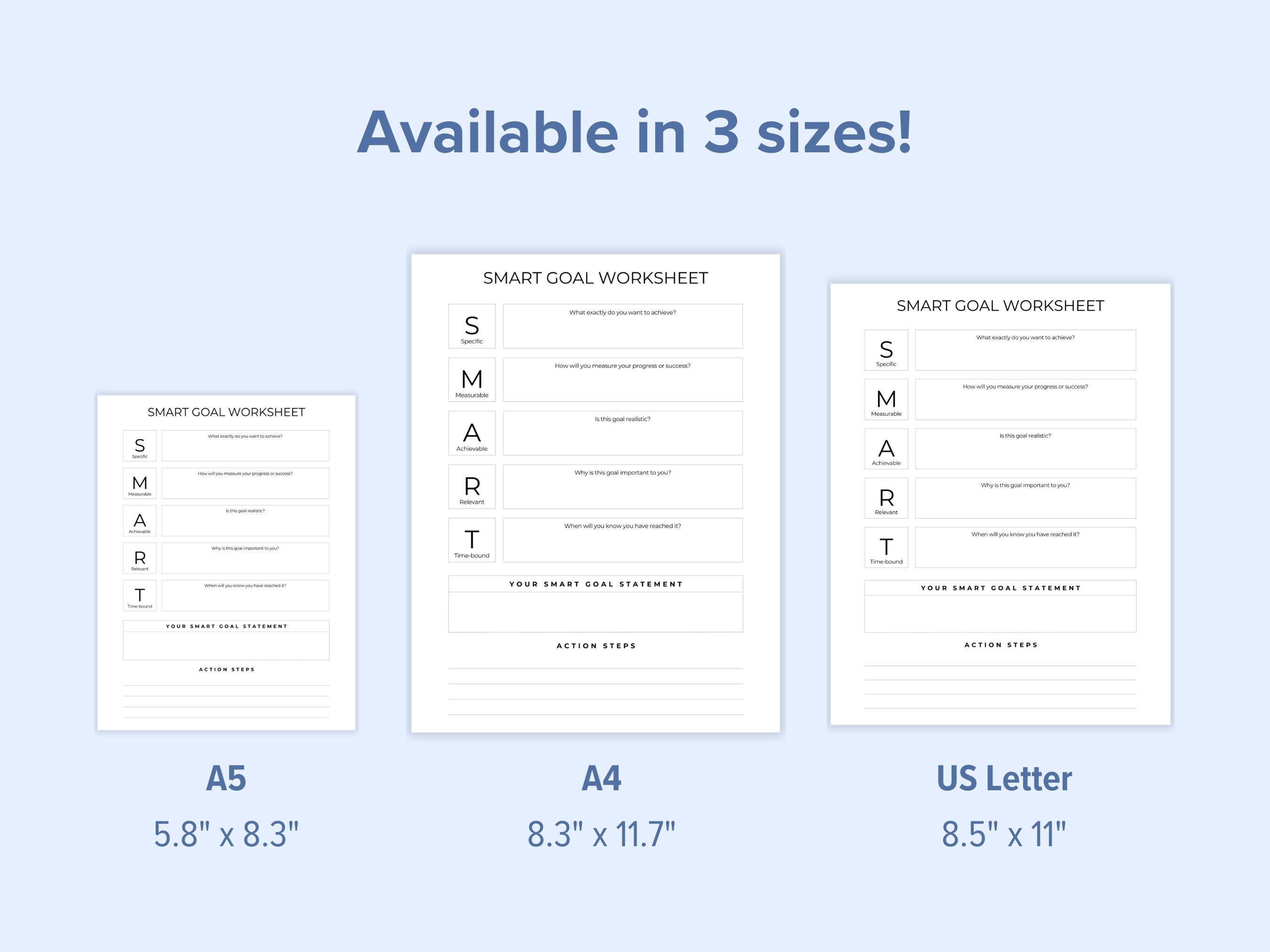 SMART Goals Printable and Editable Worksheet Template | 2025 Yearly ...
