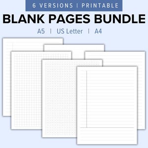 Leere Seiten Bündel: Dot Grid Papier, Liniertes Papier, Karo Grid Papier, Notizbuch Papier, Gepunktetes Papier | A5, US Letter, A4 | Papiervorlagen