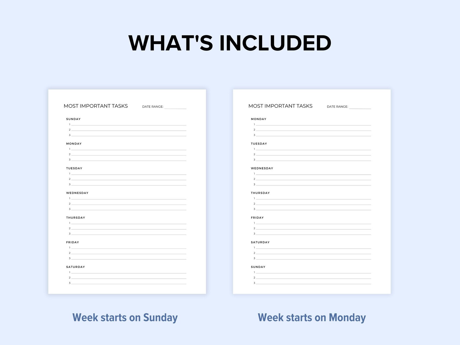 Task Important List Most Important Tasks (mits) Printable Tracker | Priority to Do List ...