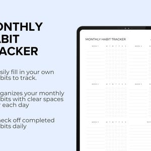Monthly Habit Tracker Printable A5, US Letter, A4 Fillable & Instant ...