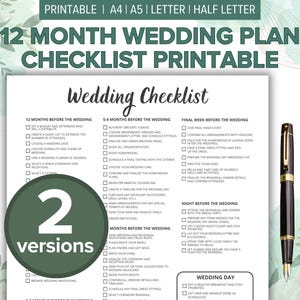 12 Month Wedding Plan Checklist Printable | Wedding Plan To-Do List | The Bride&#39;s Wedding Plan