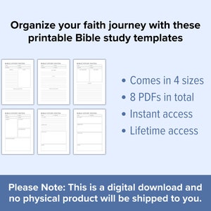 Bible Study Templates Printable | Scripture Study Guide Prayer Journal ...