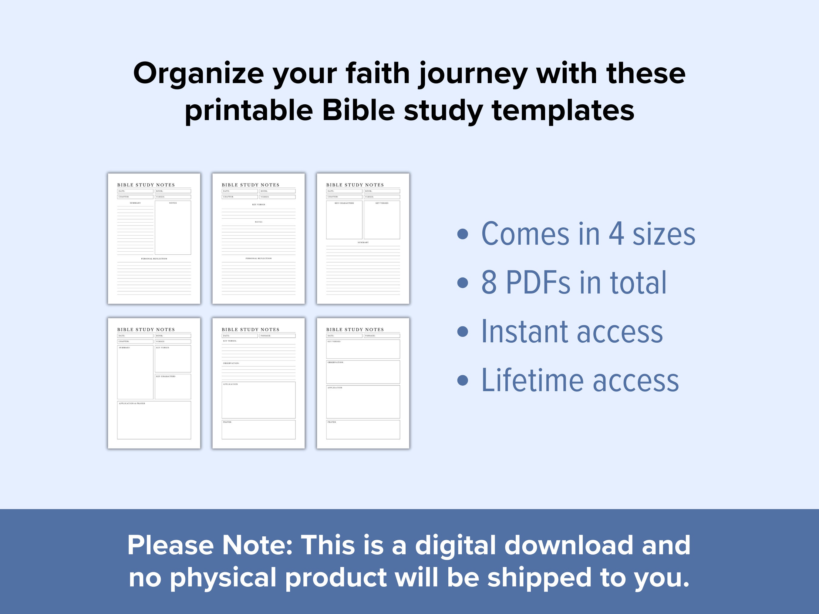 Bible Study Templates Printable | Scripture Study Guide Prayer Journal ...