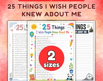 25 Things About Me Worksheet | Printable Get to Know You Activity | Adult Icebreaker Game | 3 Versions | Digital Download PDF