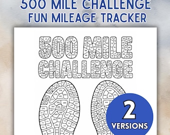 500 Mile Challenge Printable - Walking & Running Mileage Tracker, 500 Mile Walking Challenge, Fitness Tracker PDF