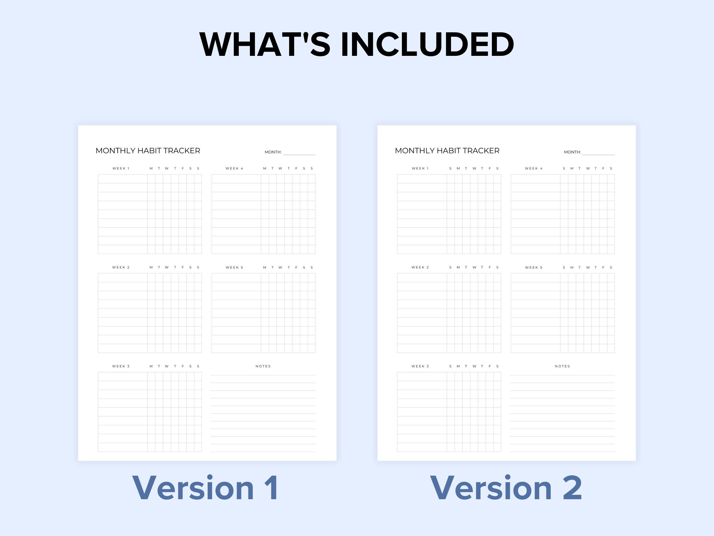 Monthly Habit Tracker Printable A5, US Letter, A4 Fillable & Instant ...