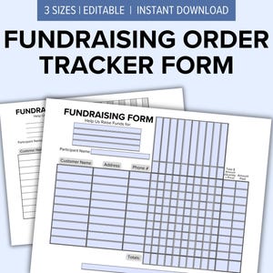 Editable Fundraising Order Tracker Printable Form | A5, US Letter, A4 | Instant Download