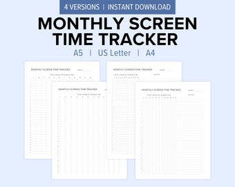 Monthly Screen Time Tracker Printable | Digital Detox | Focus on Studying